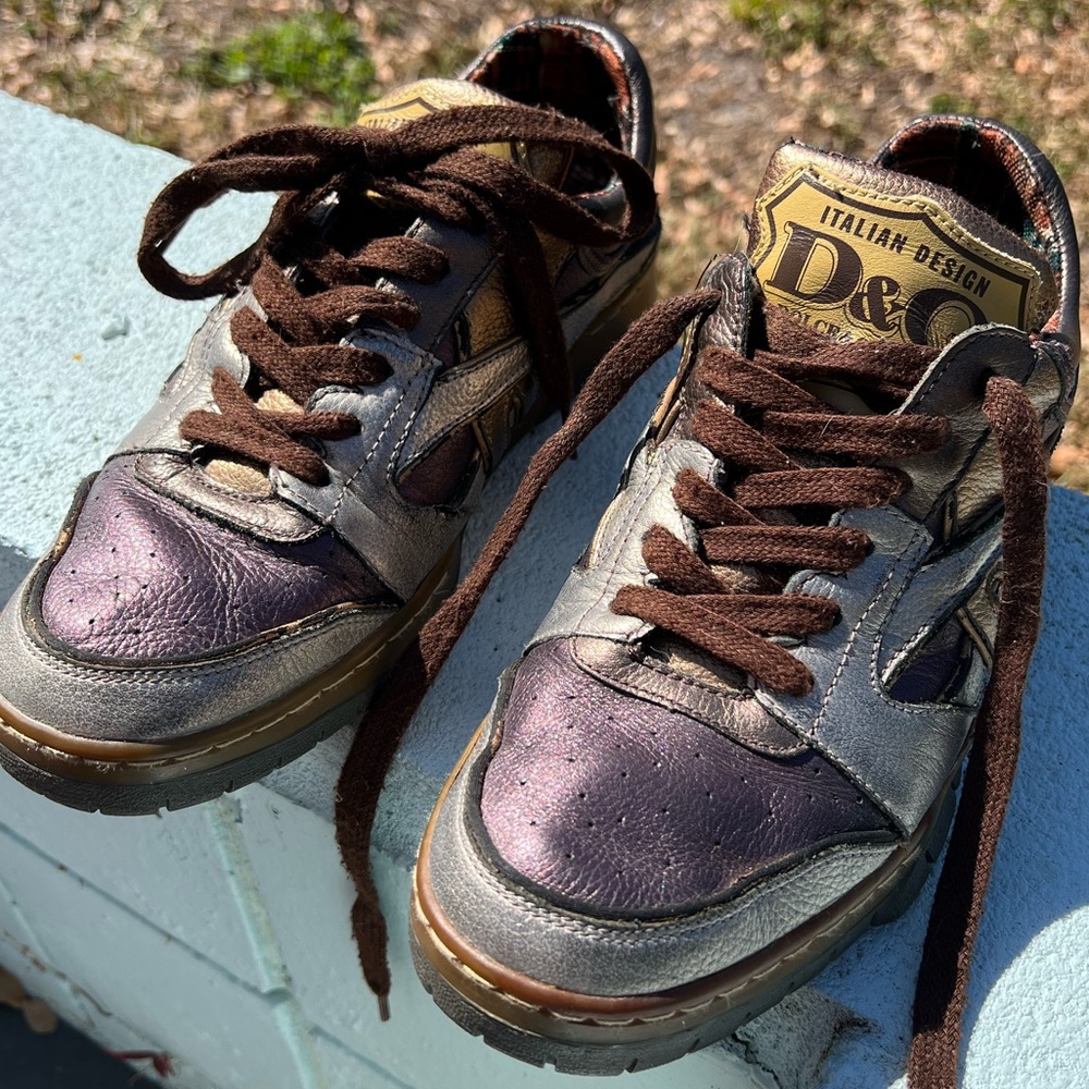 Dolce & Gabbana Mens Metallic Leather Shoes Size 9